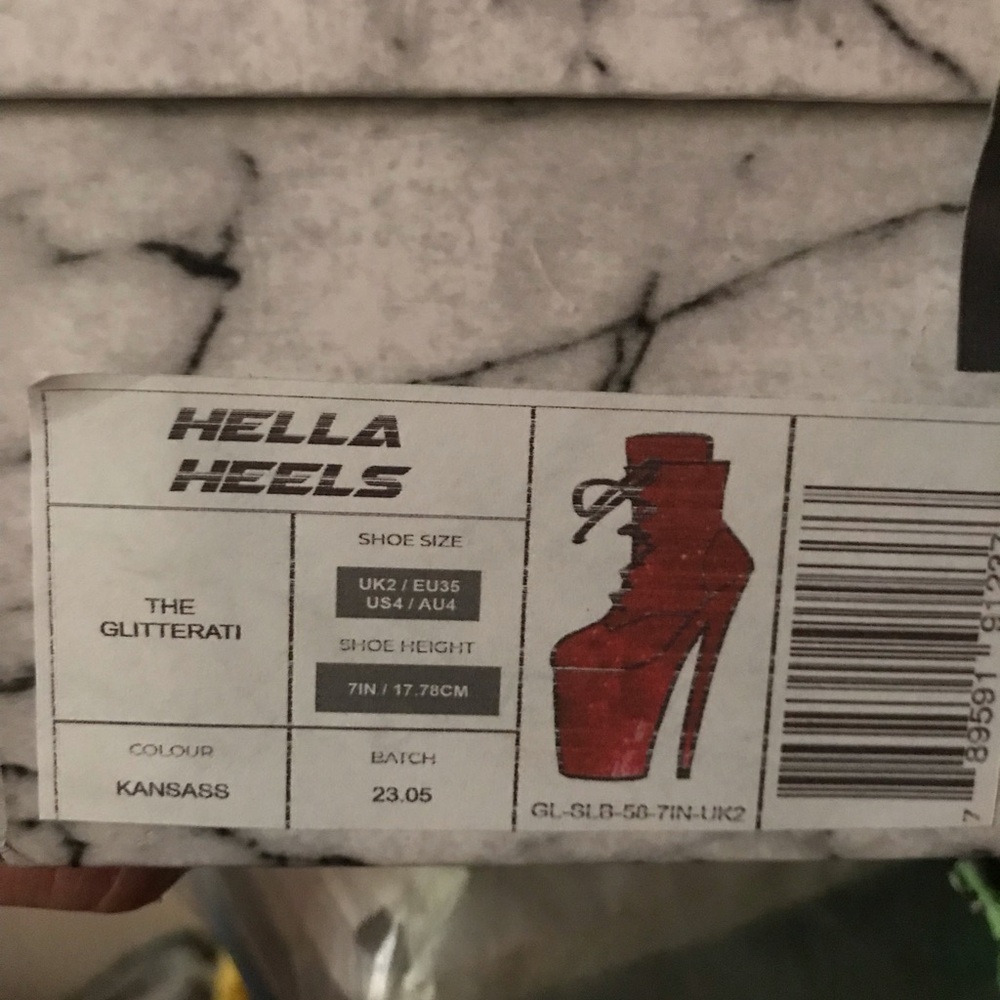 Hella Heels Gliteratti red platform stilettos